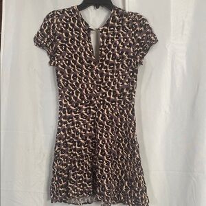 Forever 21 Brown and White Fit and Flare Mini Dress